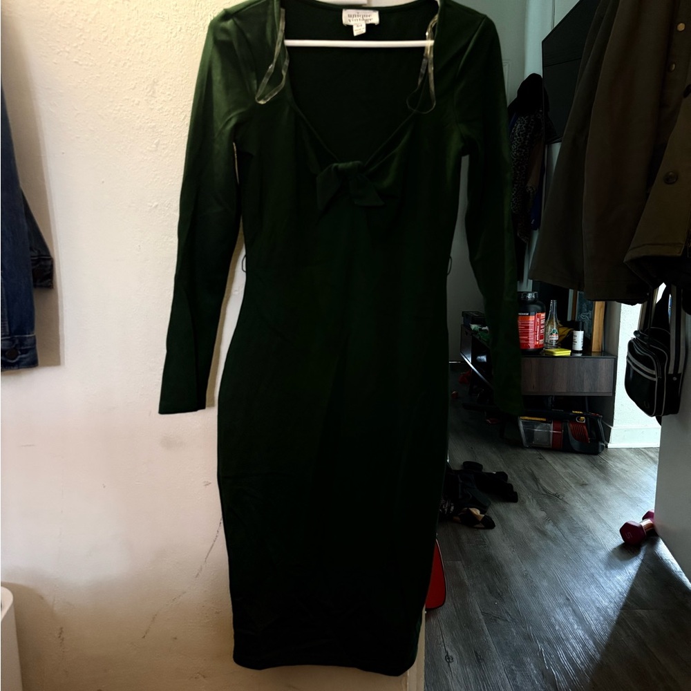 Unique Vintage Green Long Sleeve Bodycon Dress